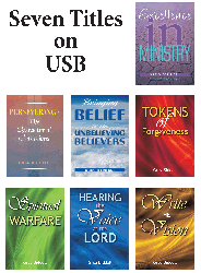 USB contains seven titles: Excellence in Ministry, Perseverance the Character of Champions, Bringing Belief to the Unbelieving Believer, Tokens of Forgiveness, Spiritual Warfare, Hearing the Voice of the Lord, Write the Vision.